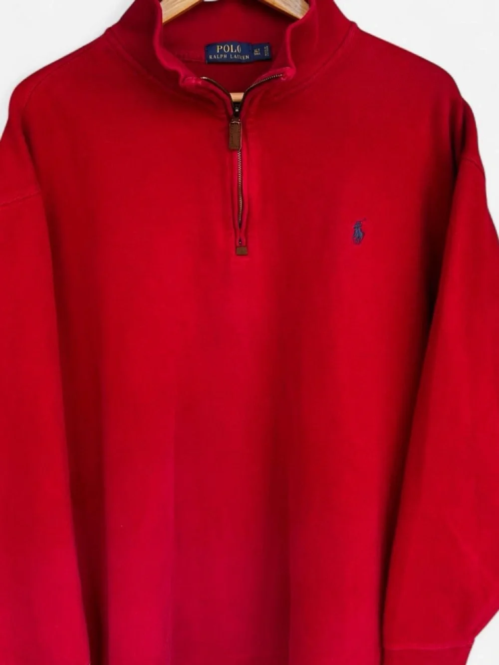 XLT Polo by Ralph Lauren Men's Half-Zip Sweater - Red with Navy Logo